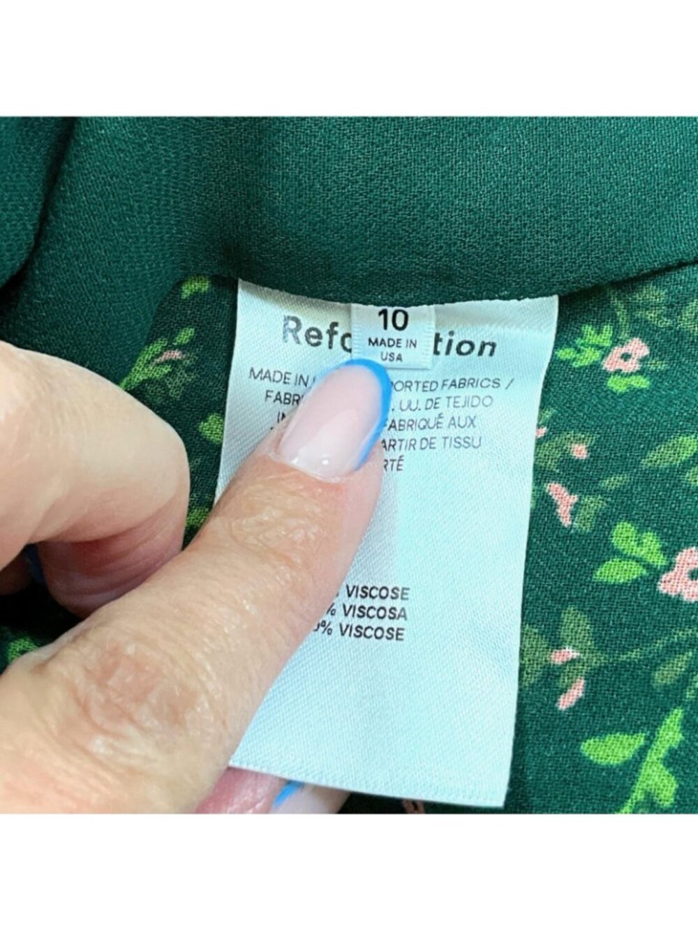NWT Reformation Chase Top Womens 10 Green Floral Sweetheart Puff Sleeve Blouse - Picture 9 of 15